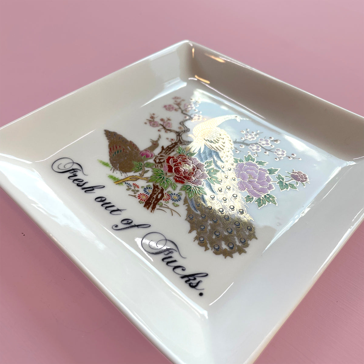 PEACOCK TRINKET TRAY "Fresh Out of Fucks" DIRTY LOLA