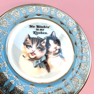 PRE-ORDER - FOOD SAFE - NEW -  Antique Style Plate - "No Bitchin' in my Kitchen."
