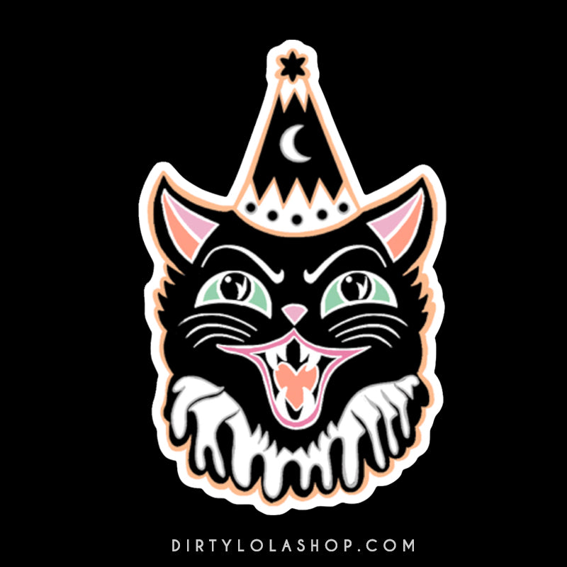 CLOWN CAT - BLACK CAT STICKER