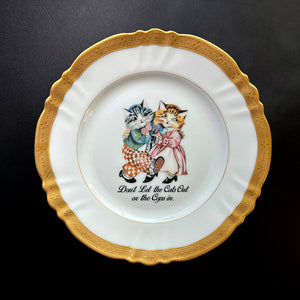 Vintage Art Plate - Cat plate - "Don't let the Cats out"