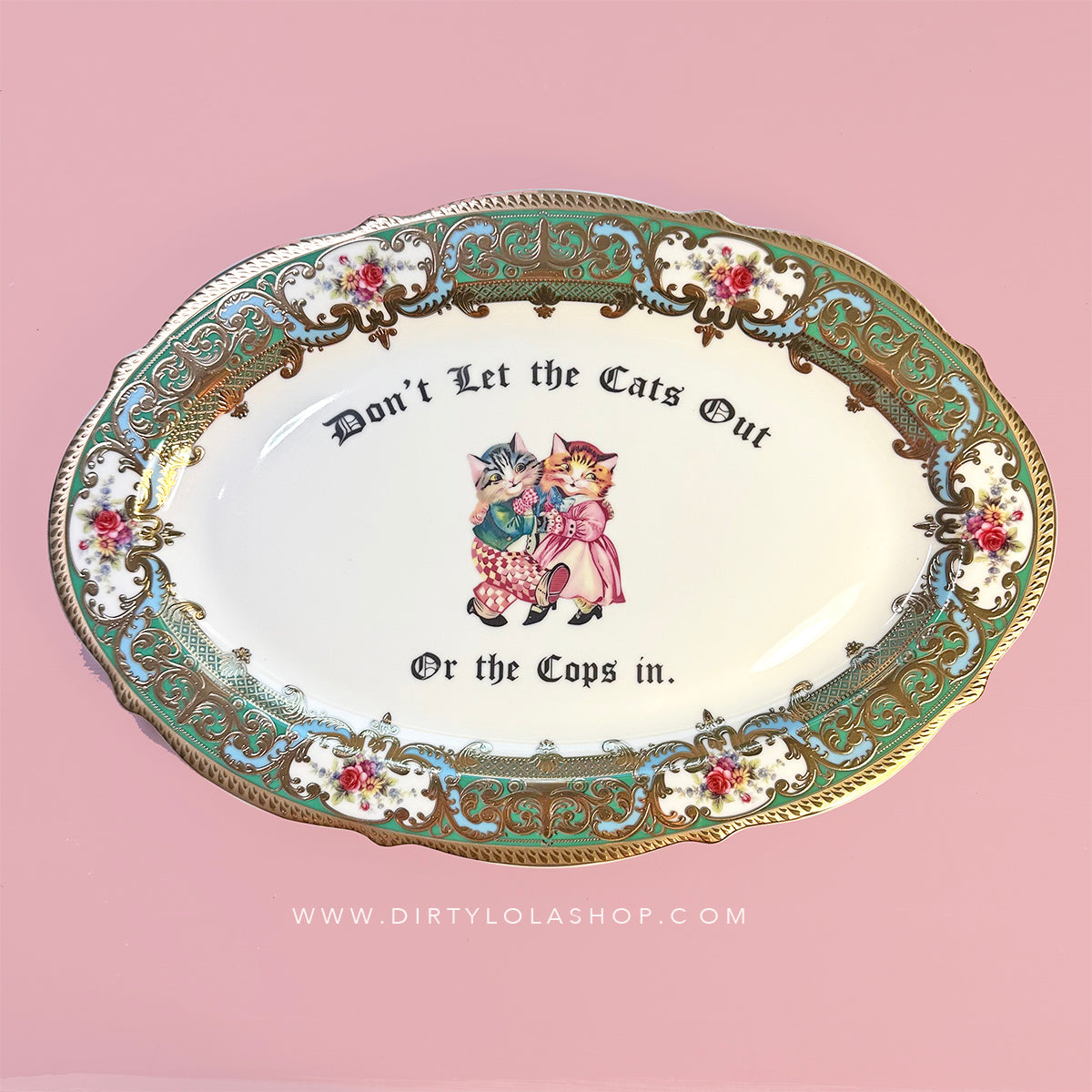 Cat Vanity Tray - Dresser Tray -  "Don't let the Cats Out"