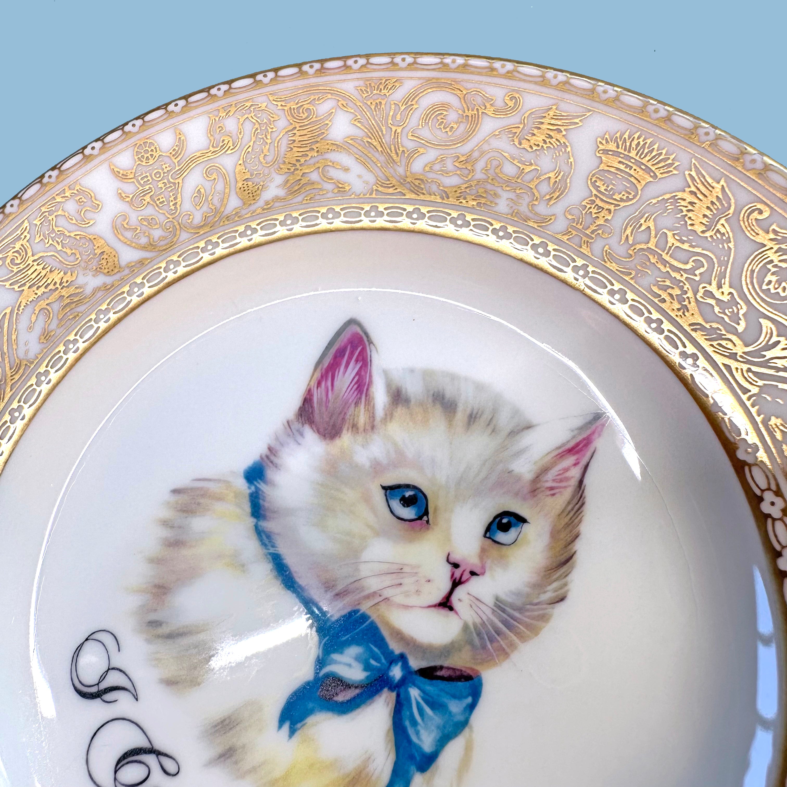 Vintage Art Plate - Cat plate - "I curse you"