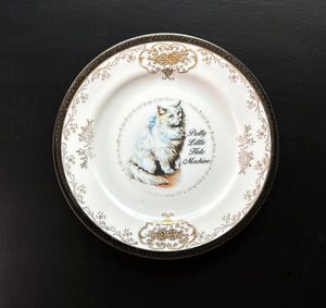 Vintage SMALL Saucer Plate - Cat Art Plate - "Pretty Little hate Machine"
