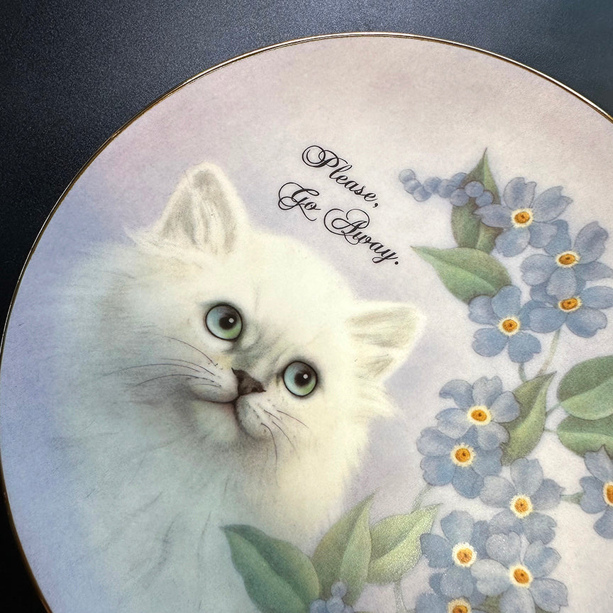 Vintage Art Plate - Cat plate - "Go Away"
