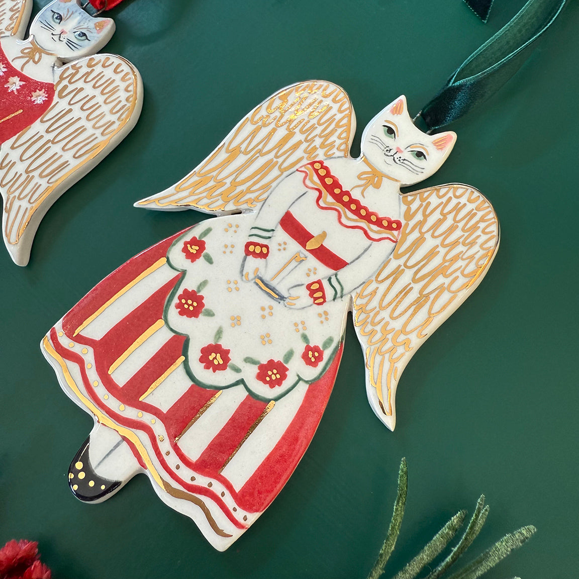 PORCELAIN ORNAMENT - CAT ANGELS