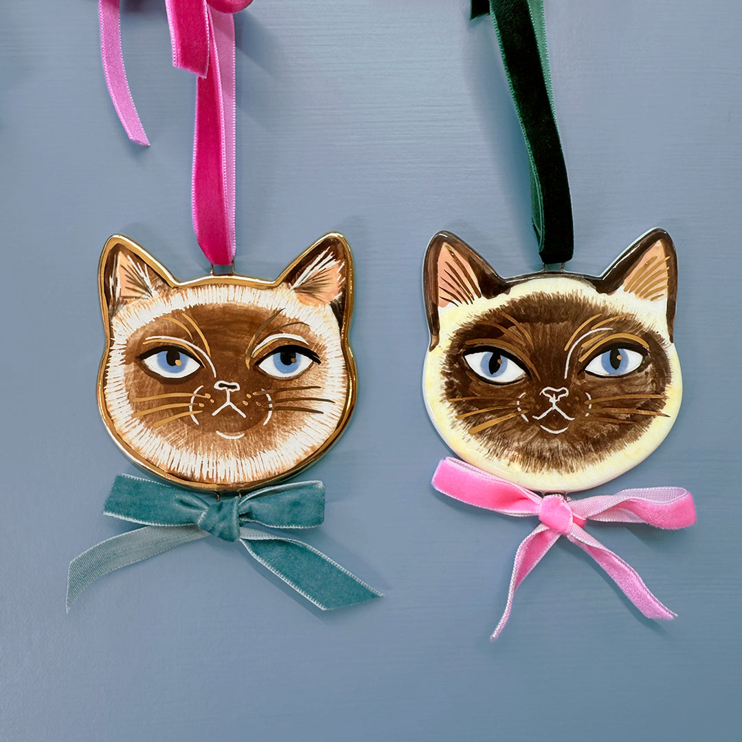 PORCELAIN ORNAMENT - SIAMESE CATS
