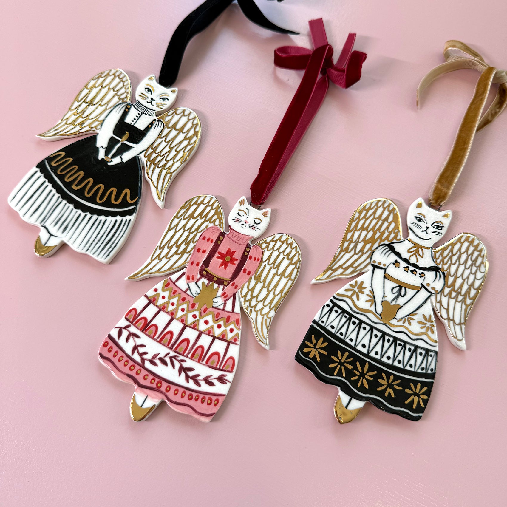 PORCELAIN ORNAMENT - CAT ANGELS