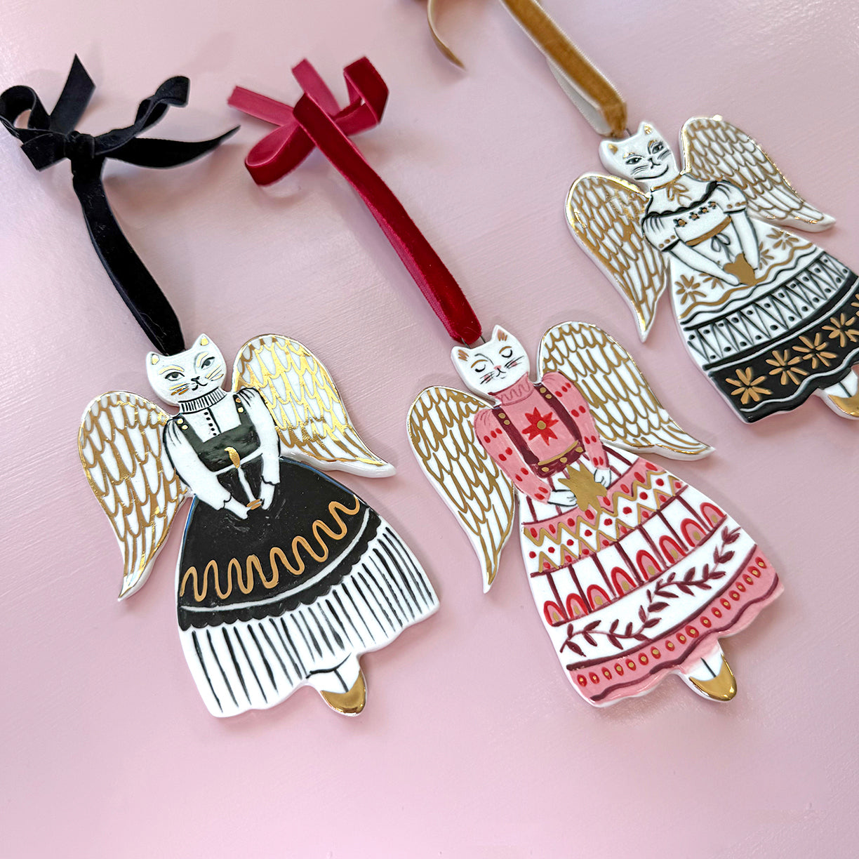 PORCELAIN ORNAMENT - CAT ANGELS