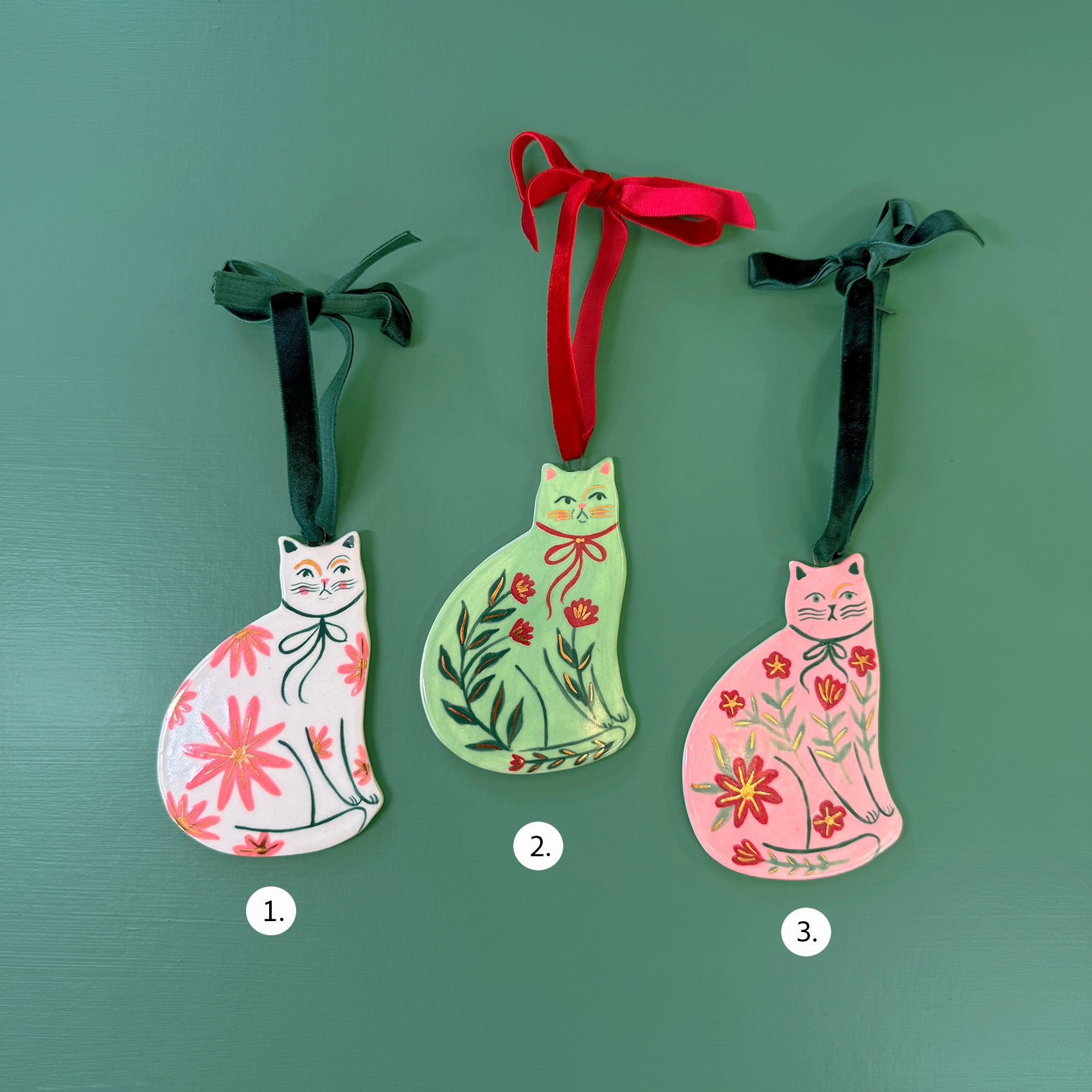 PORCELAIN ORNAMENT -  FOLK CATS