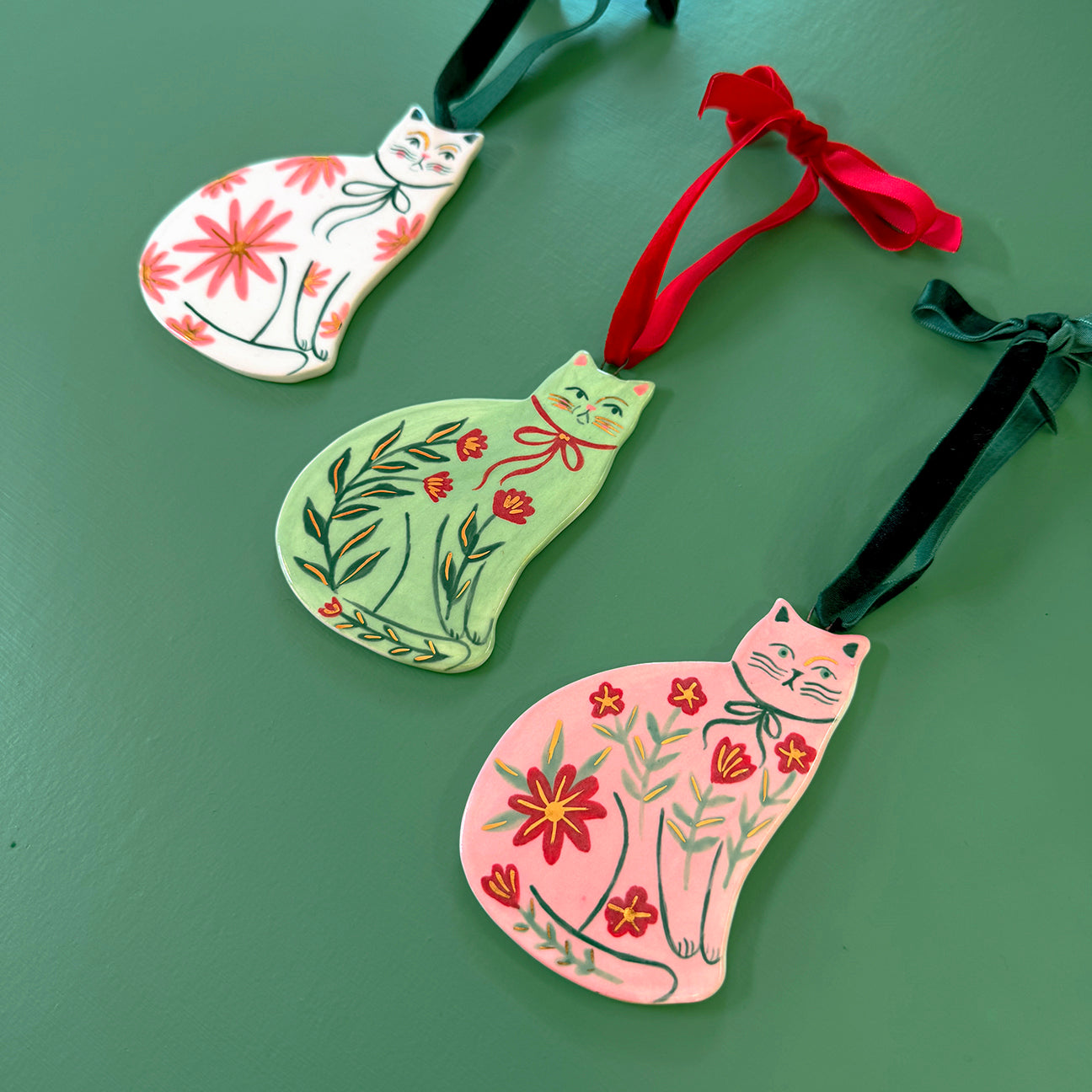 PORCELAIN ORNAMENT -  FOLK CATS