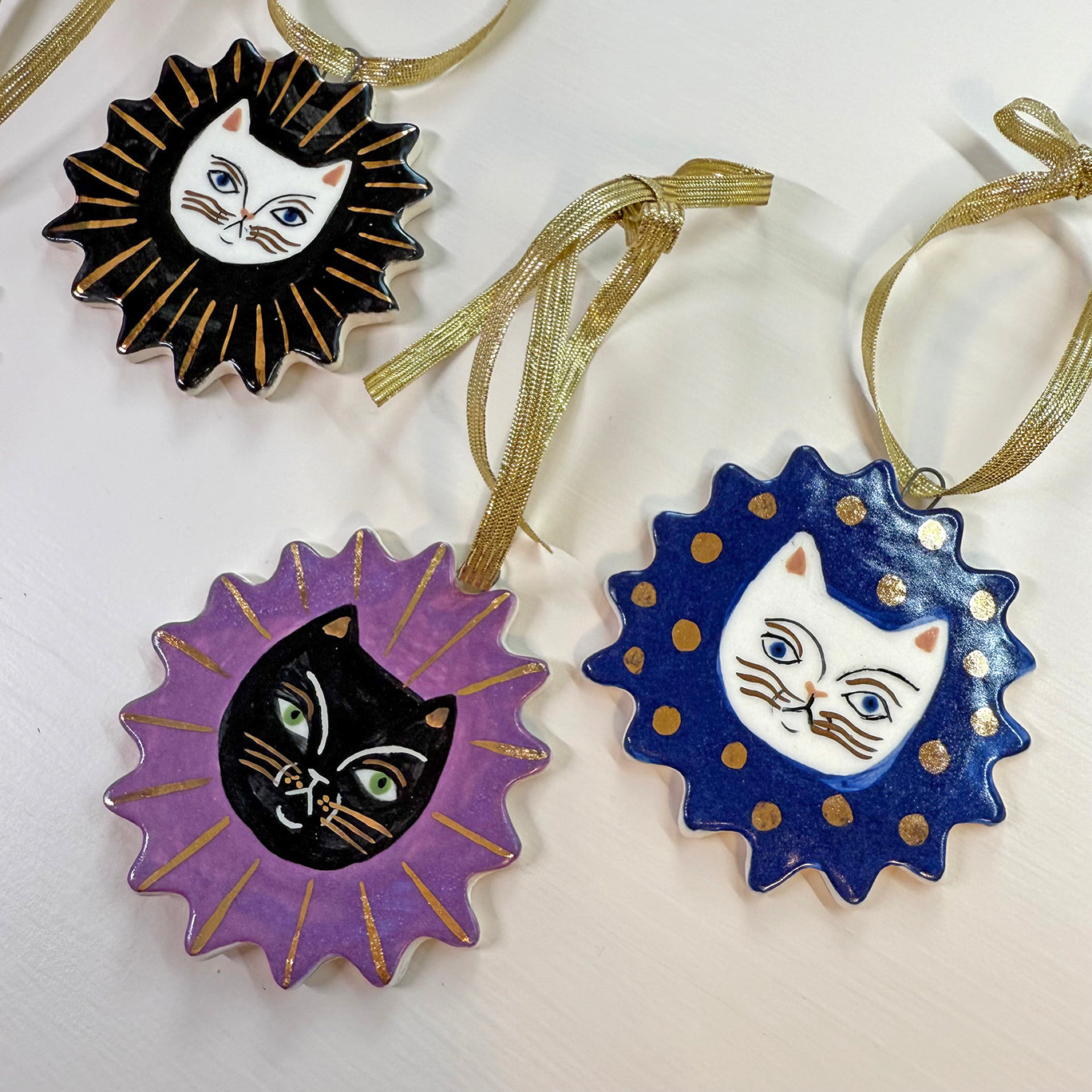 PORCELAIN ORNAMENT -  FOLK CATS