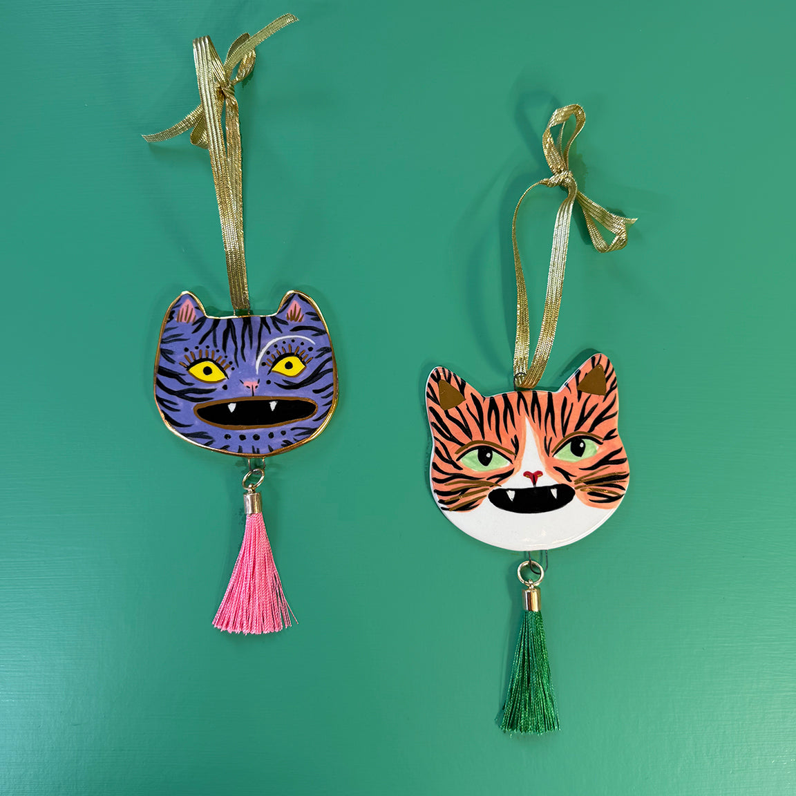 PORCELAIN ORNAMENT -  FOLK TIGERS