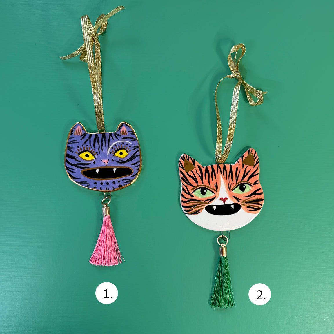 PORCELAIN ORNAMENT -  FOLK TIGERS