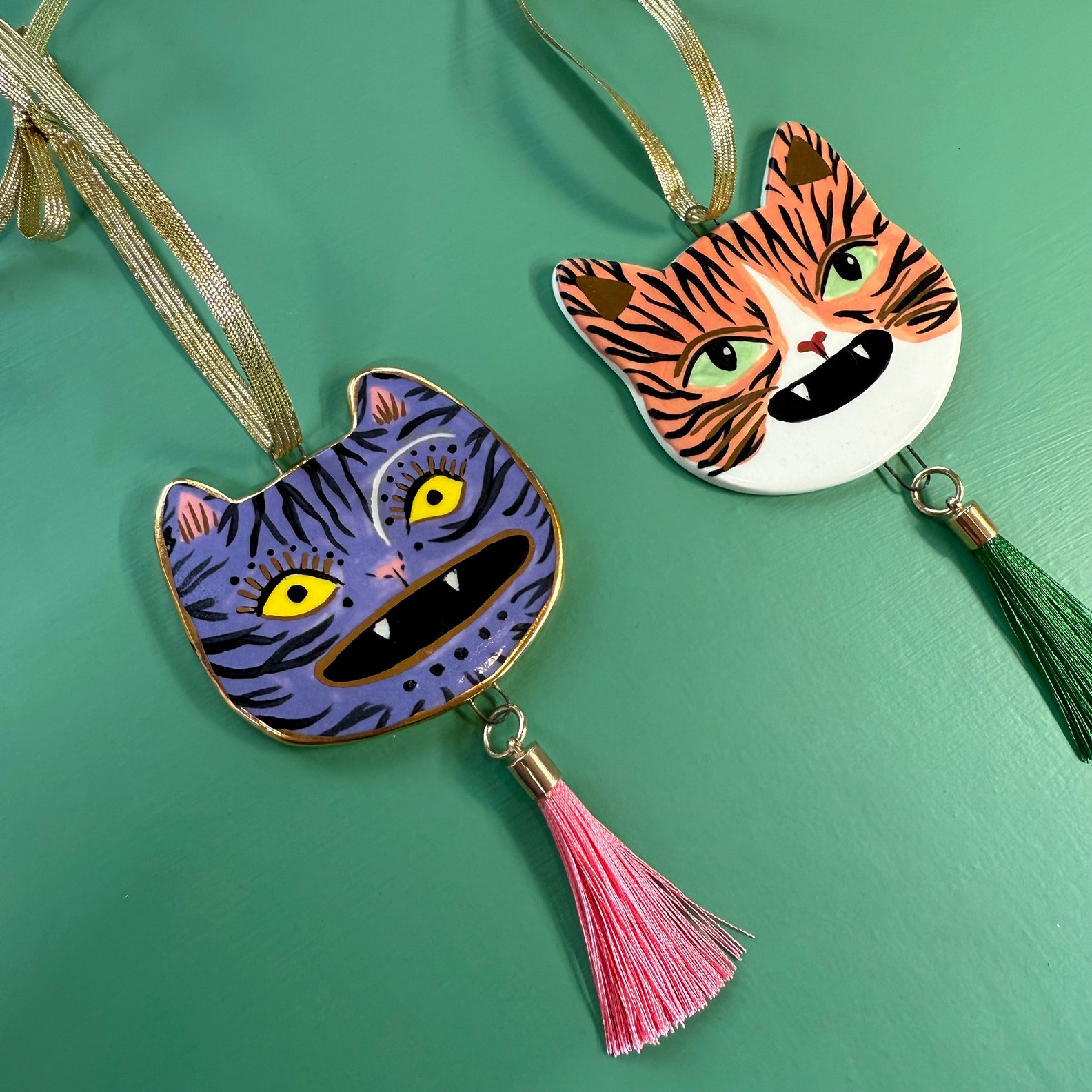 PORCELAIN ORNAMENT -  FOLK TIGERS