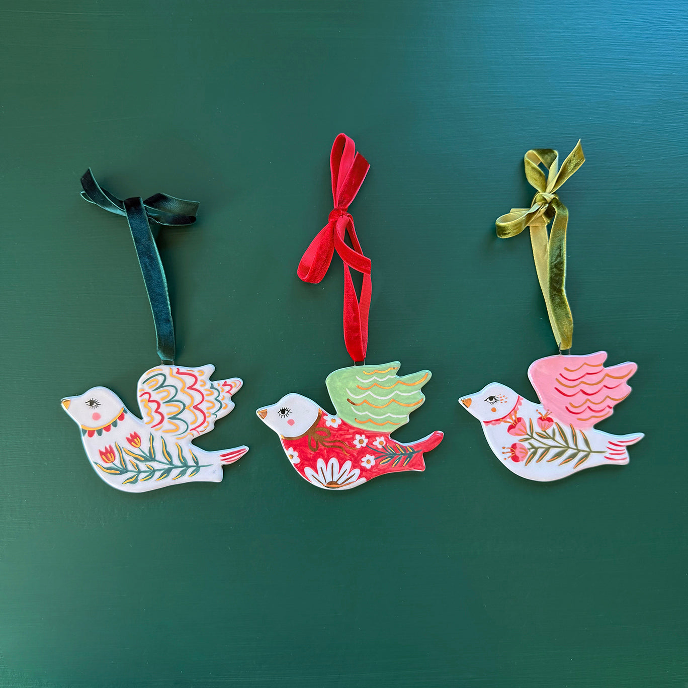 PORCELAIN ORNAMENT -  FOLK DOVES