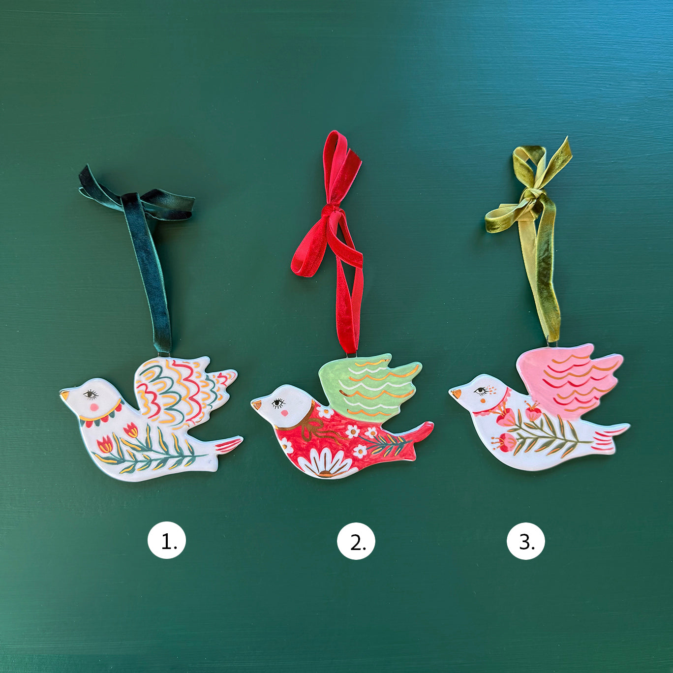 PORCELAIN ORNAMENT -  FOLK DOVES