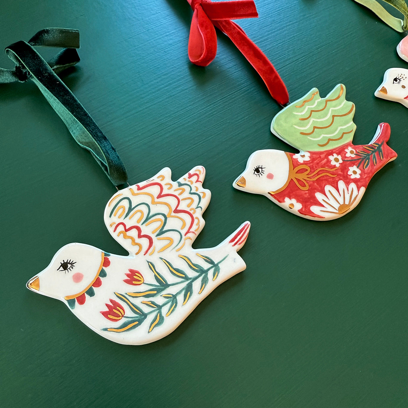 PORCELAIN ORNAMENT -  FOLK DOVES