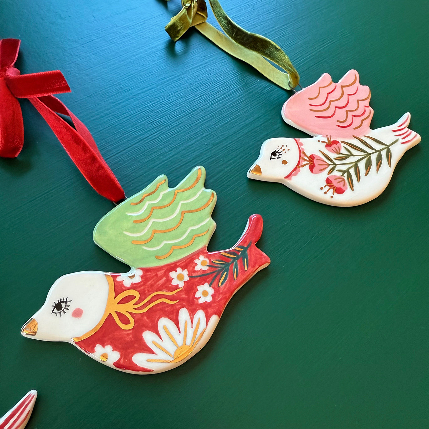 PORCELAIN ORNAMENT -  FOLK DOVES