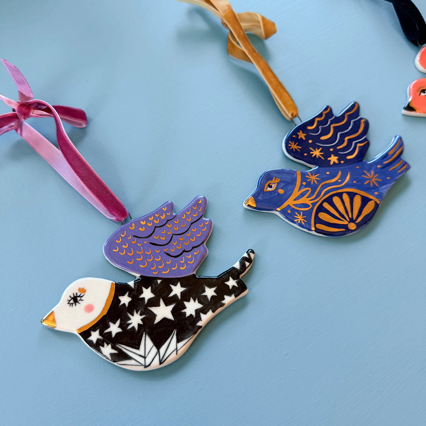 PORCELAIN ORNAMENT -  FOLK DOVES