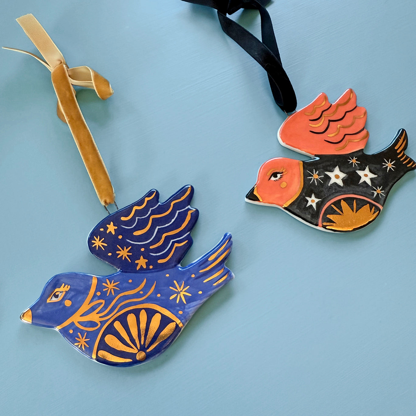 PORCELAIN ORNAMENT -  FOLK DOVES