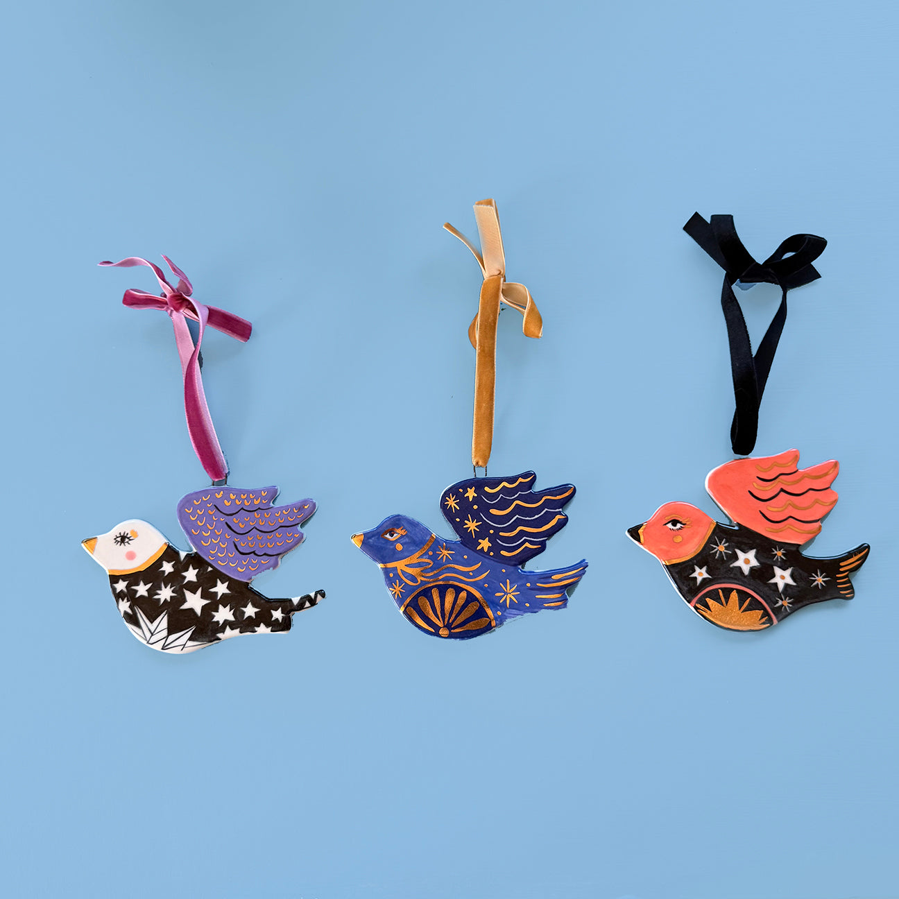 PORCELAIN ORNAMENT -  FOLK DOVES