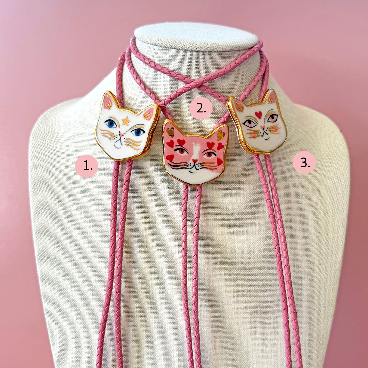 PORCELAIN CAT BOLO TIE