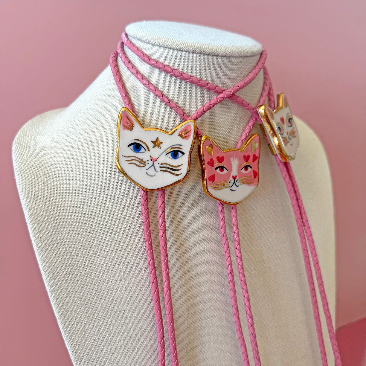 PORCELAIN CAT BOLO TIE