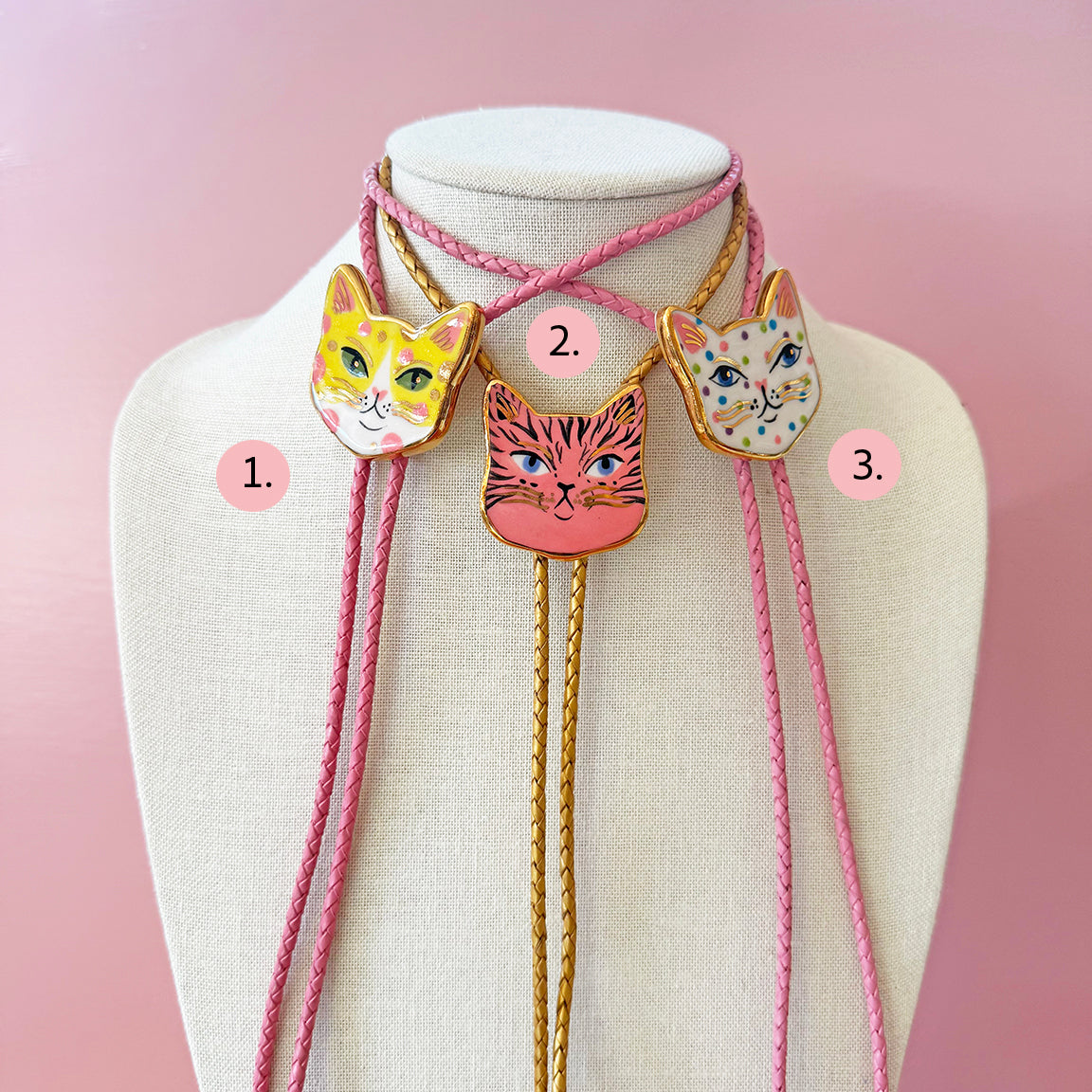 PORCELAIN CAT BOLO TIE