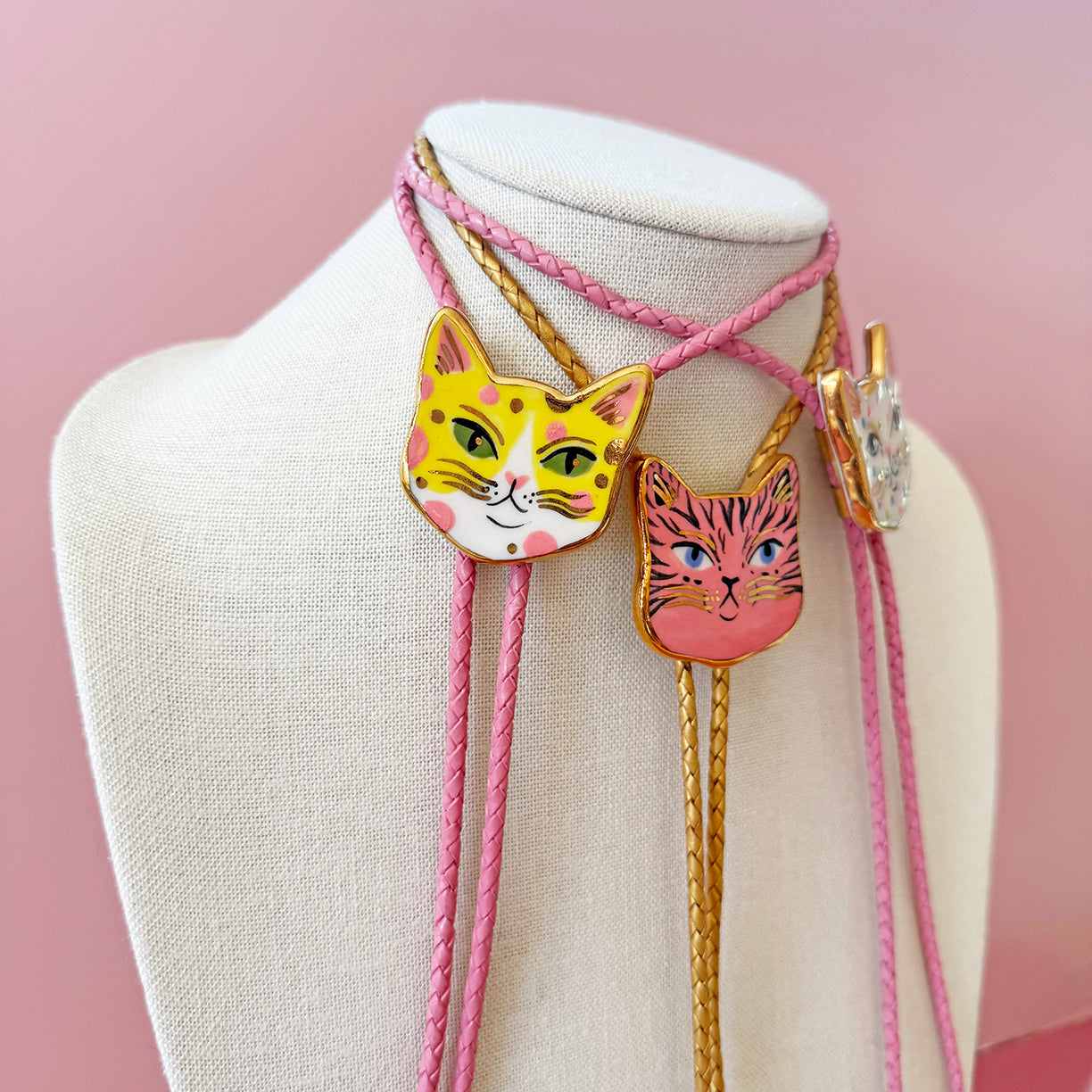 PORCELAIN CAT BOLO TIE