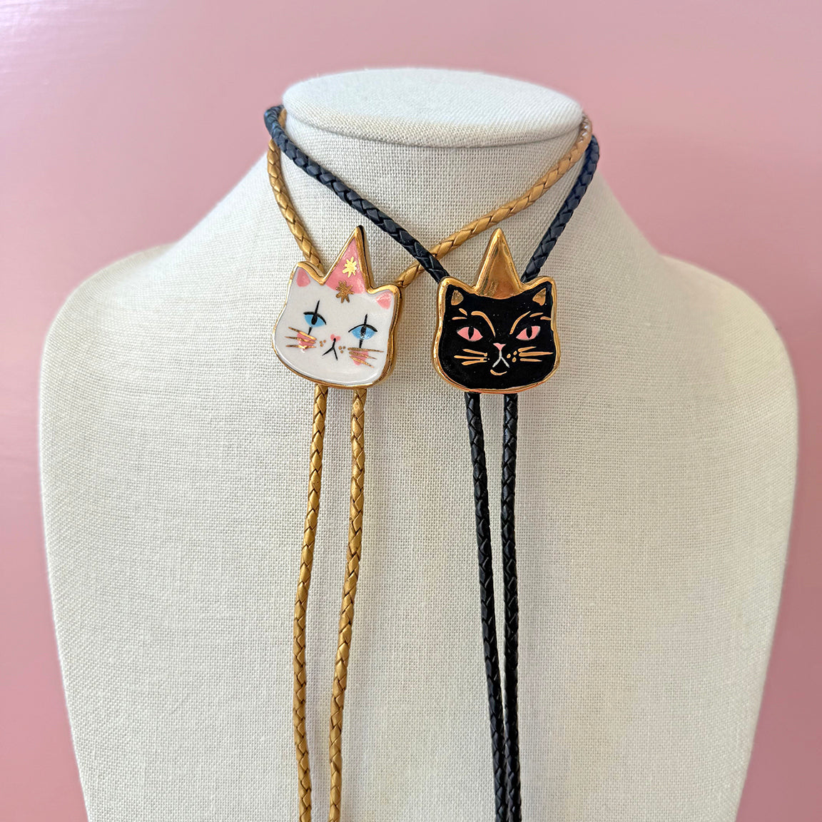 PORCELAIN CAT BOLO TIE