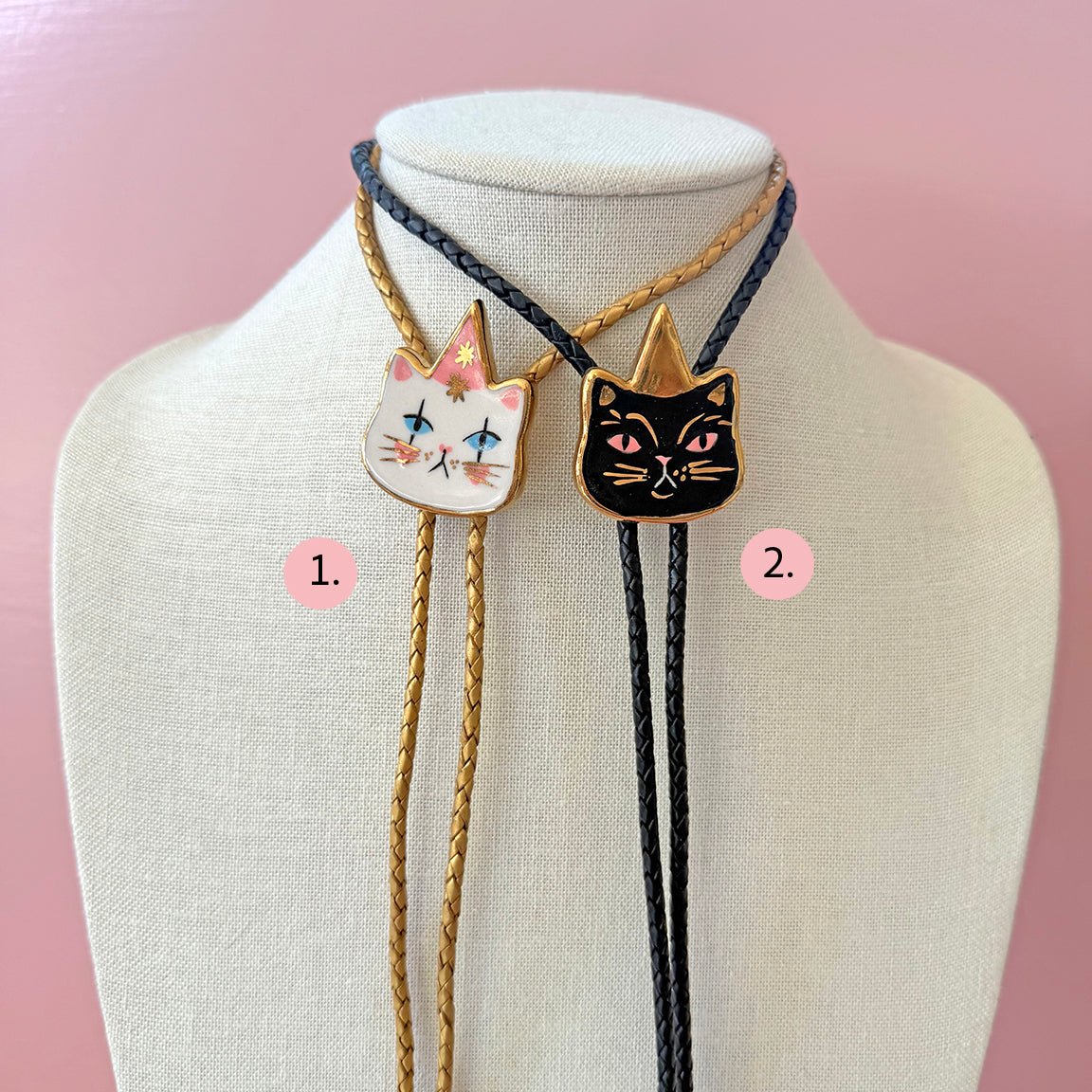PORCELAIN CAT BOLO TIE