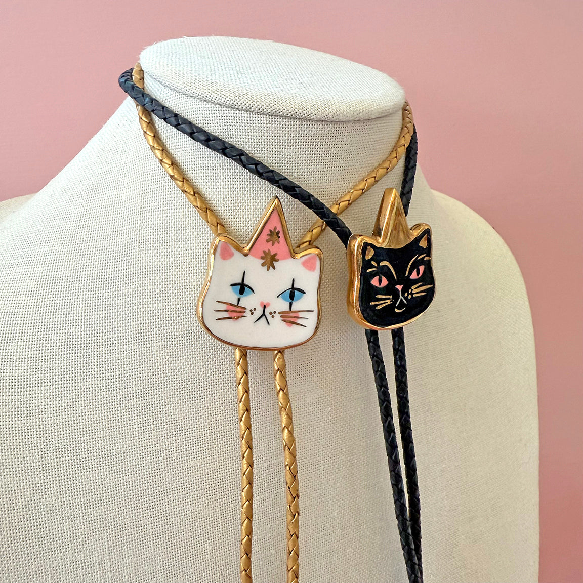 PORCELAIN CAT BOLO TIE