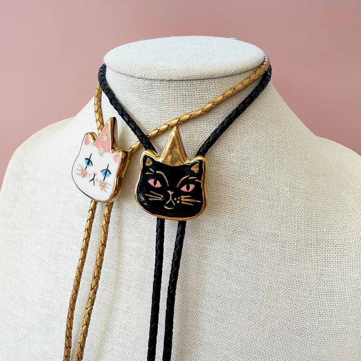 PORCELAIN CAT BOLO TIE