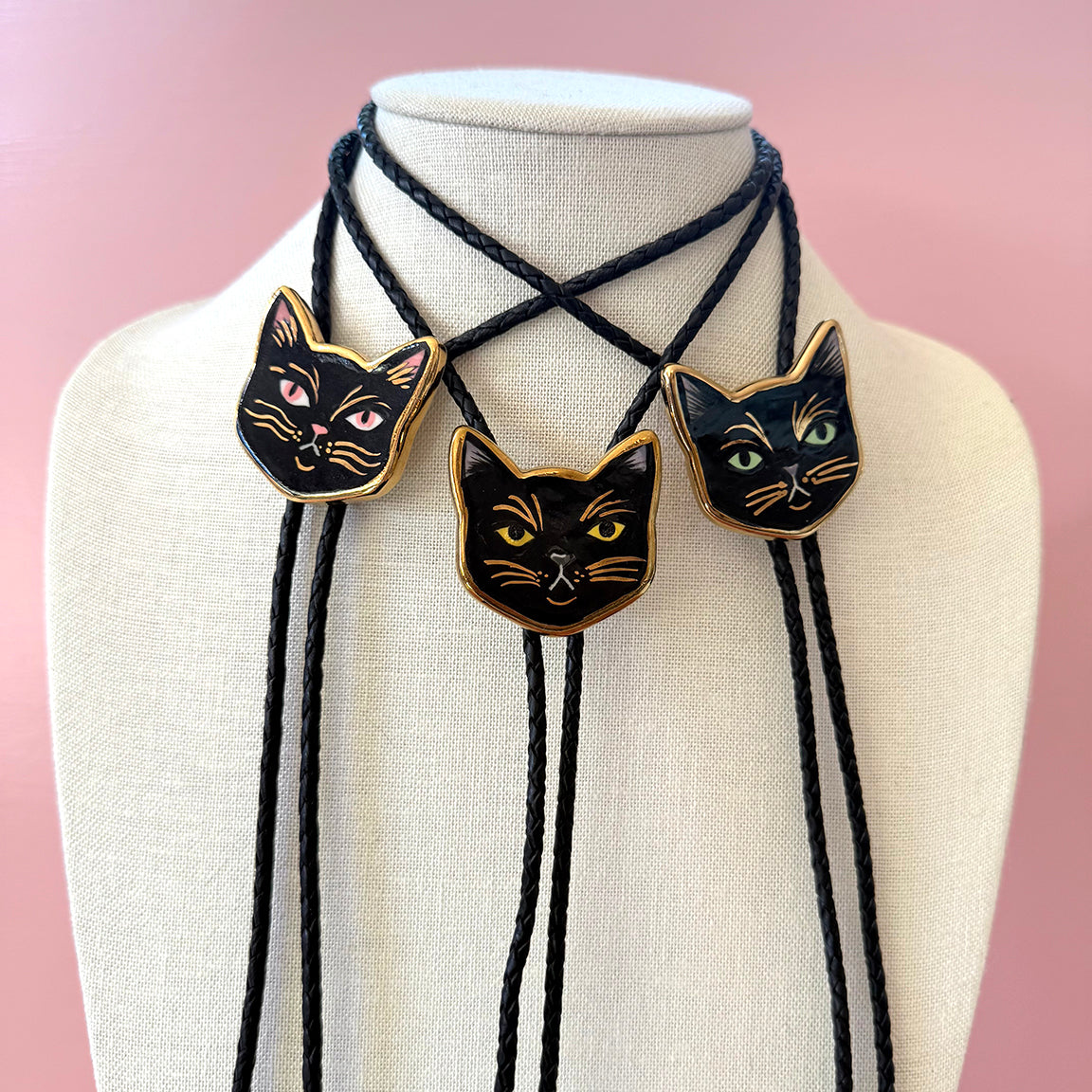 PORCELAIN CAT BOLO TIE