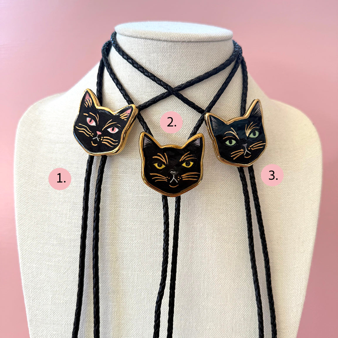 PORCELAIN CAT BOLO TIE