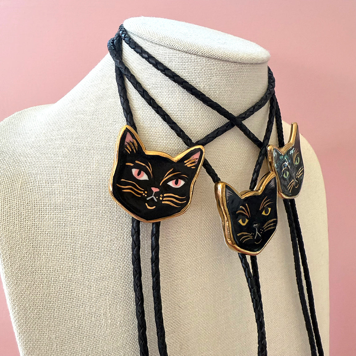 PORCELAIN CAT BOLO TIE