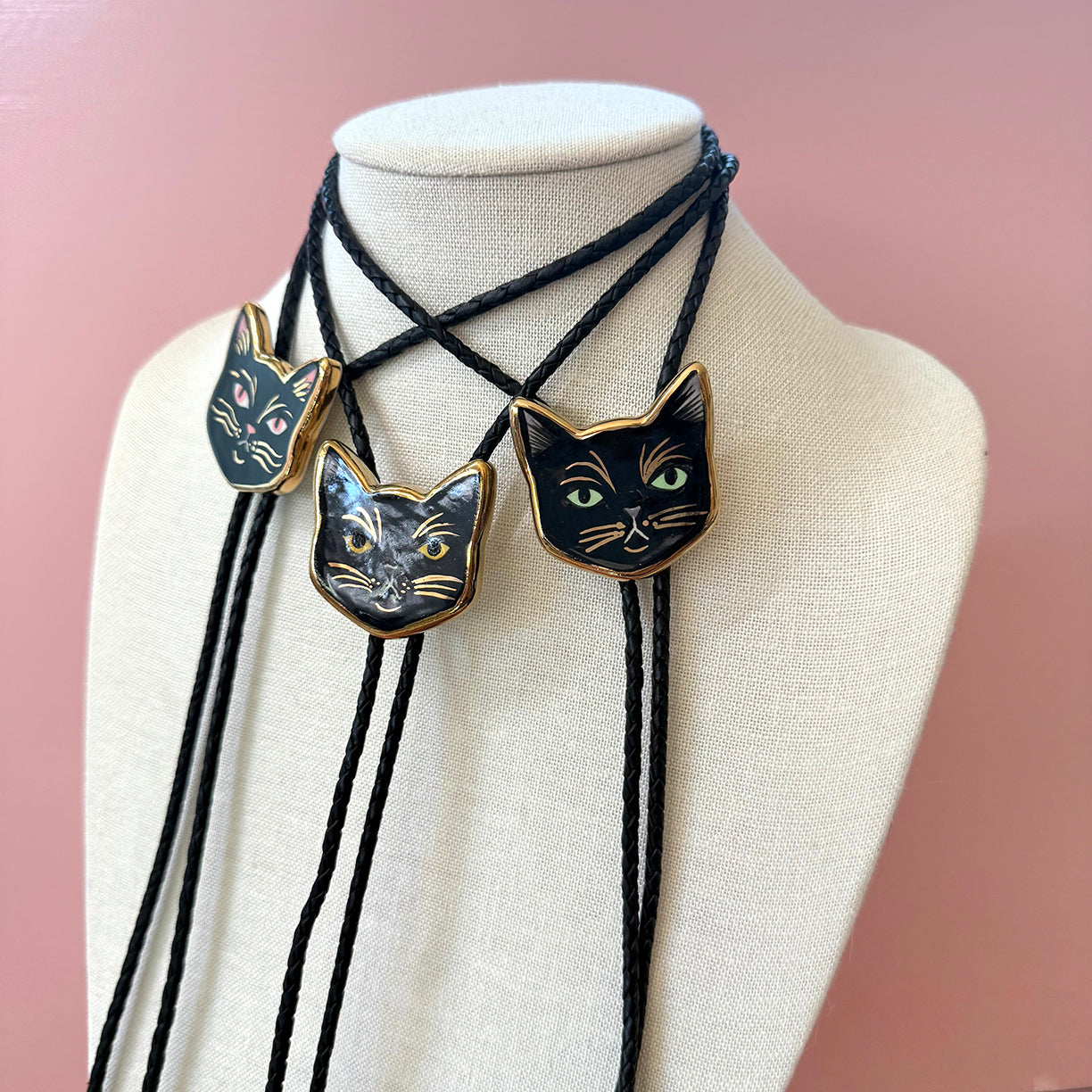 PORCELAIN CAT BOLO TIE