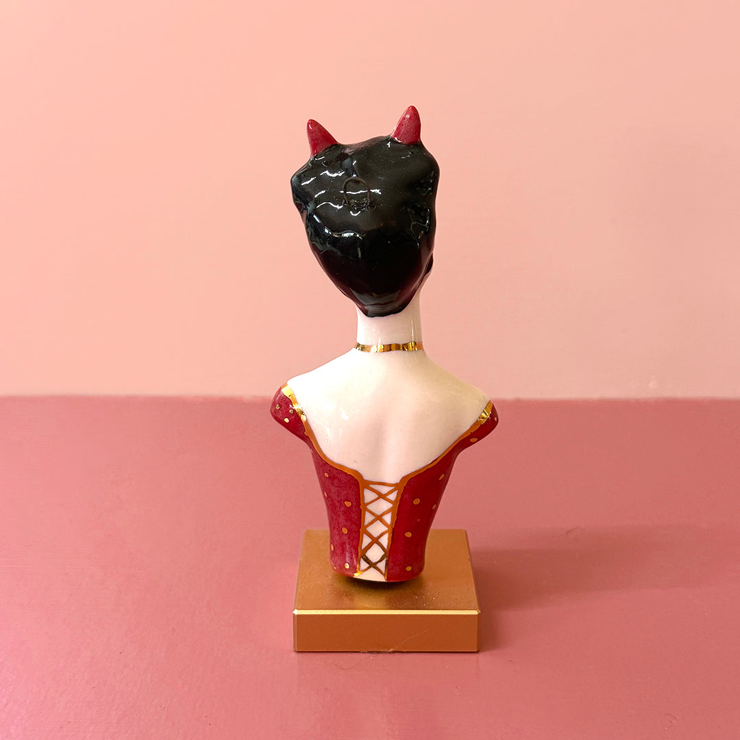 PORCELAIN DEVIL WOMAN BUST - HANDMADE - WALL HANGING