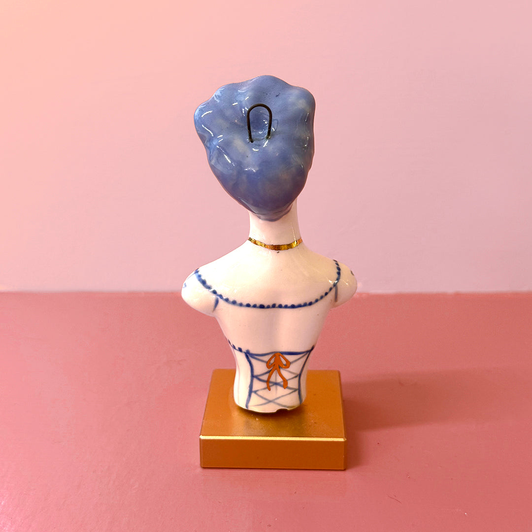 PORCELAIN CAT WOMAN BUST - HANDMADE - WALL HANGING