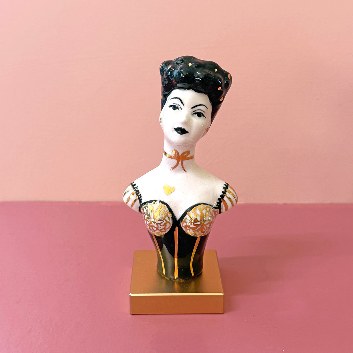 PORCELAIN RAVEN HAIRED BUST - HANDMADE - WALL HANGING