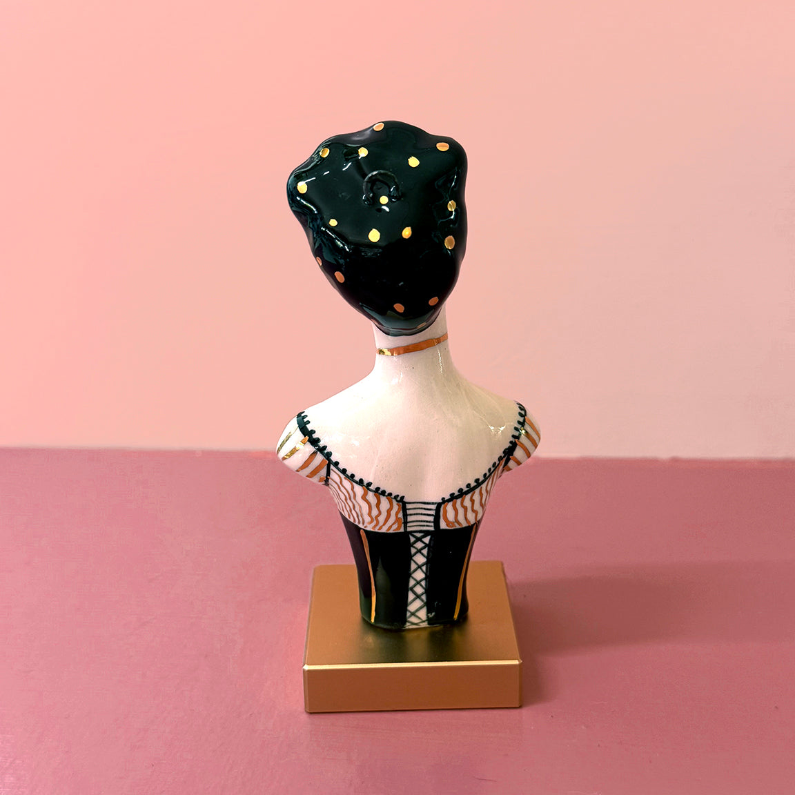 PORCELAIN RAVEN HAIRED BUST - HANDMADE - WALL HANGING