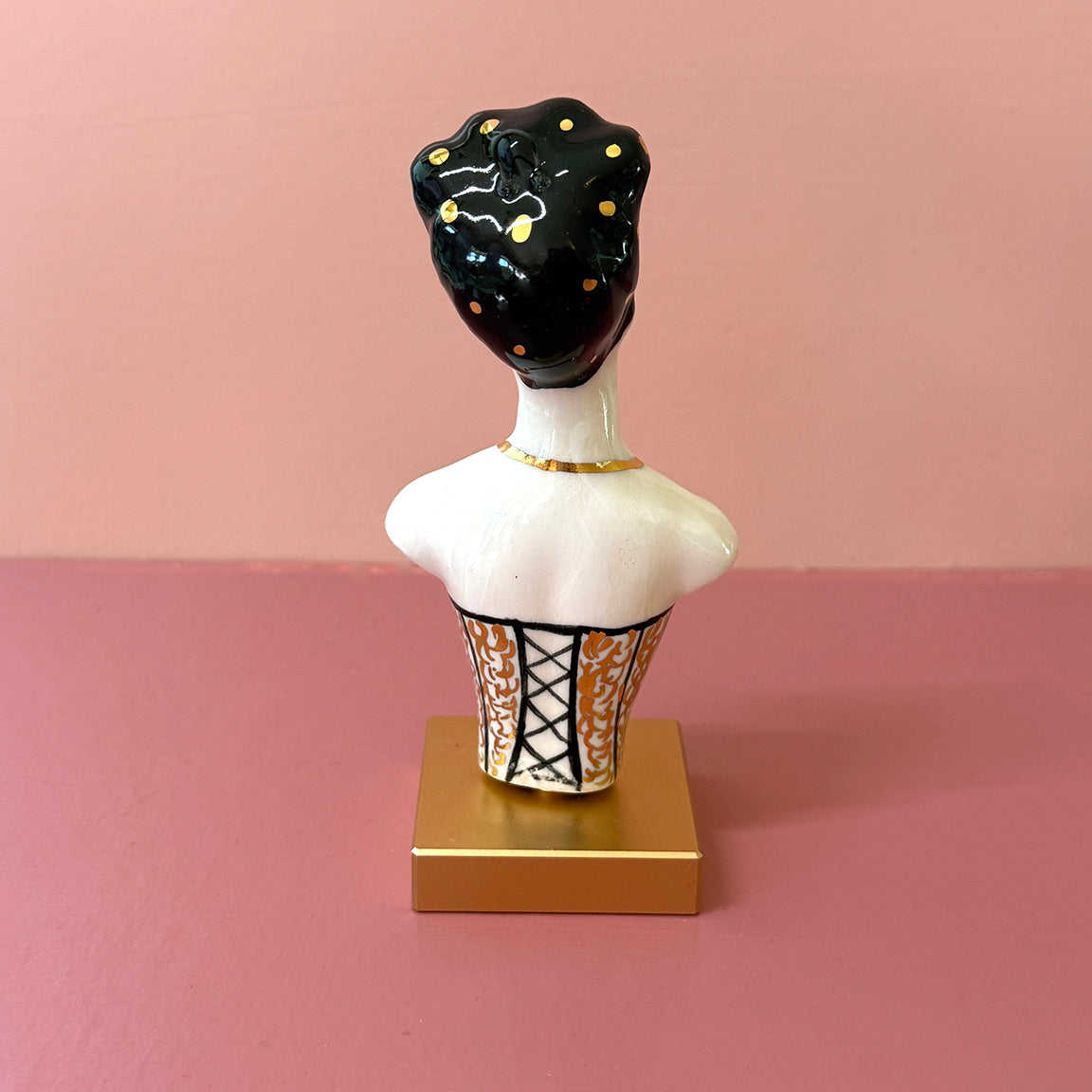 PORCELAIN RAVEN HAIRED BUST - HANDMADE - WALL HANGING