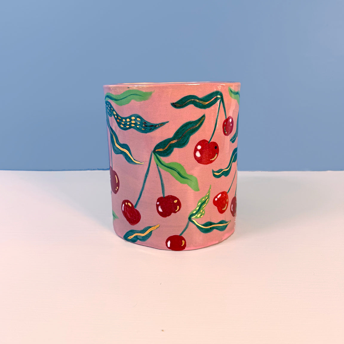 HAND BUILT CHERRY PENCIL HOLDER