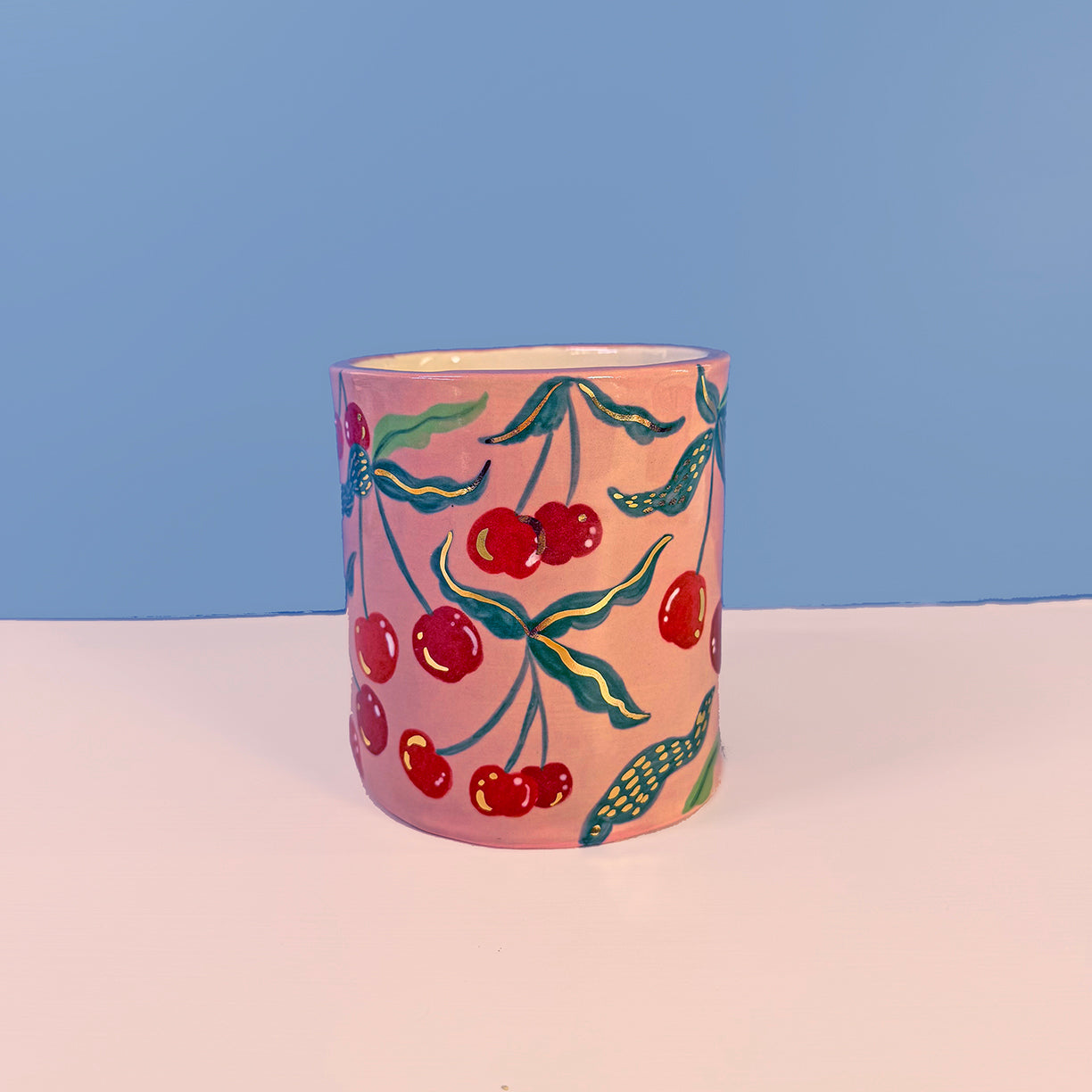 HAND BUILT CHERRY PENCIL HOLDER