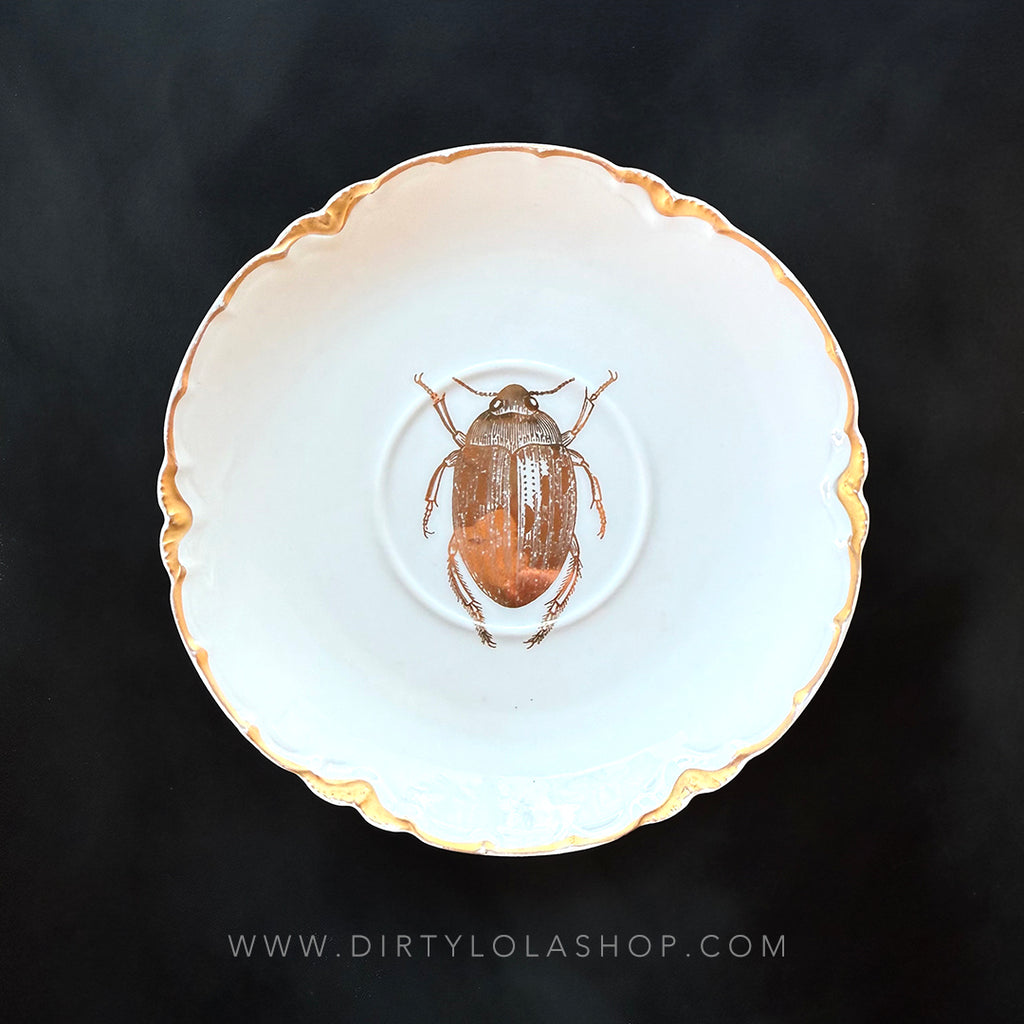 VINTAGE SAUCER PLATE - GOLD BUG