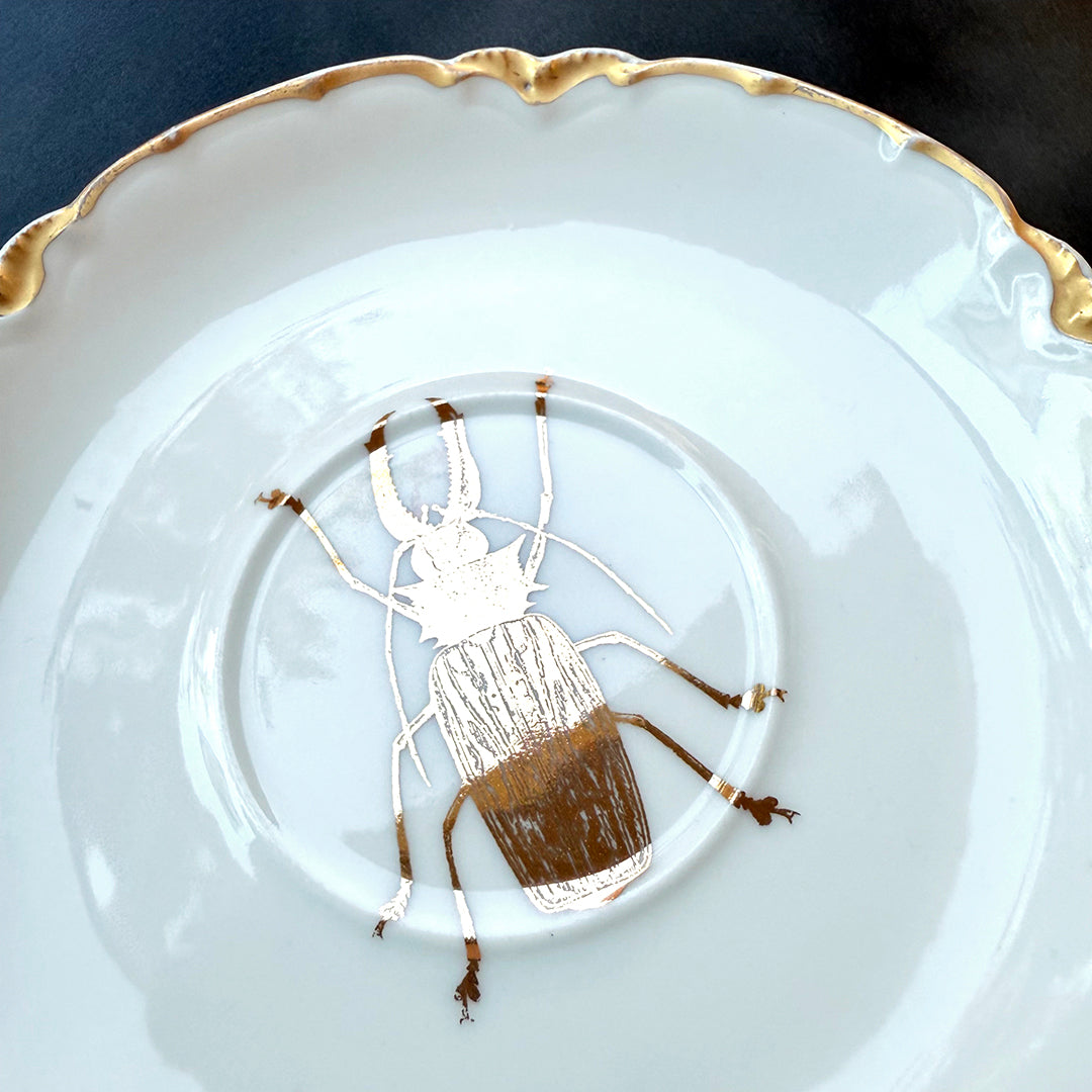 VINTAGE SAUCER PLATE - GOLD BUG