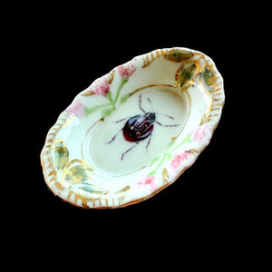 ANTIQUE TINY TRINKET DISH - MINI ALTAR TRAY - INSECT