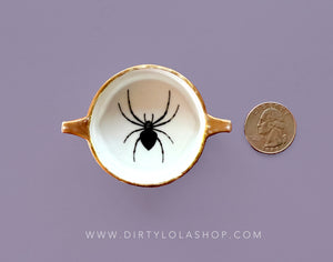 ANTIQUE TINY TRINKET DISH - MINI ALTAR TRAY - SPIDER