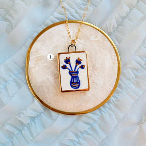 Porcelain Charm Necklace-Blue French Charms