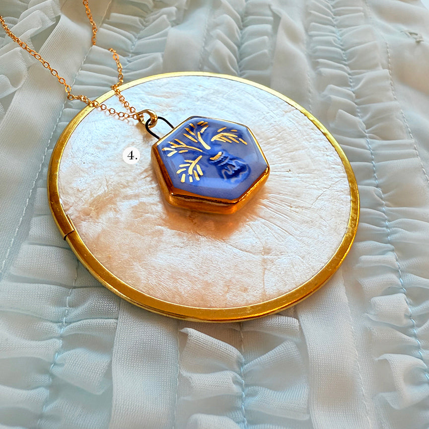 Porcelain Charm Necklace-Blue French Charms